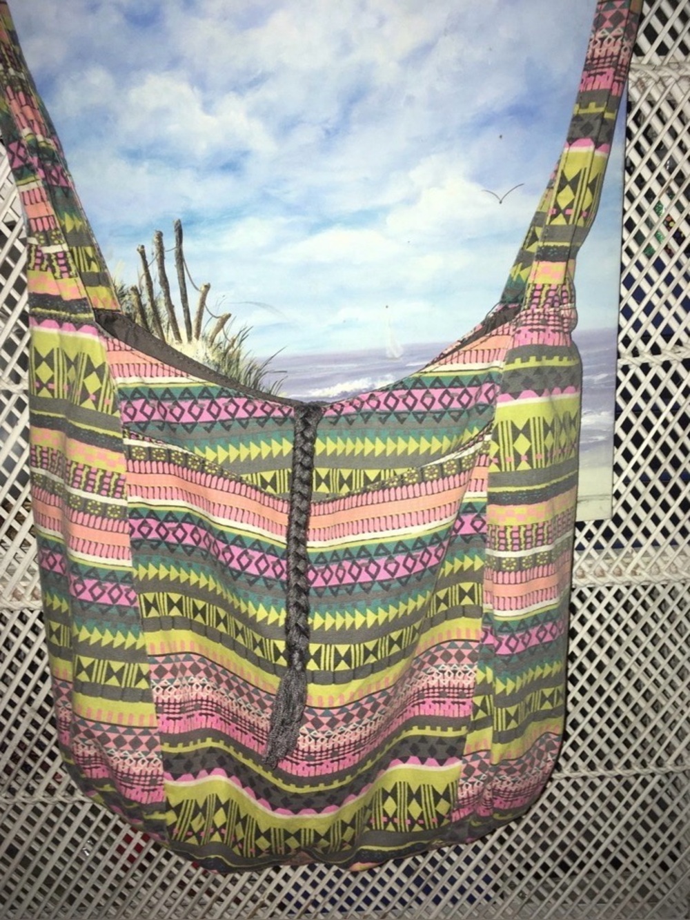 Mossimo Geometric Shoulder Bag in Green & Pink Like New